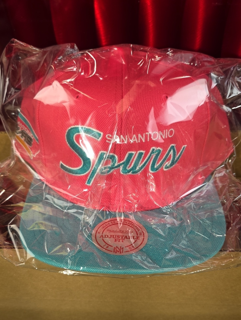 Mitchell And Ness San Antonio Spurs Snapback Hat Pink Turquoise Green New